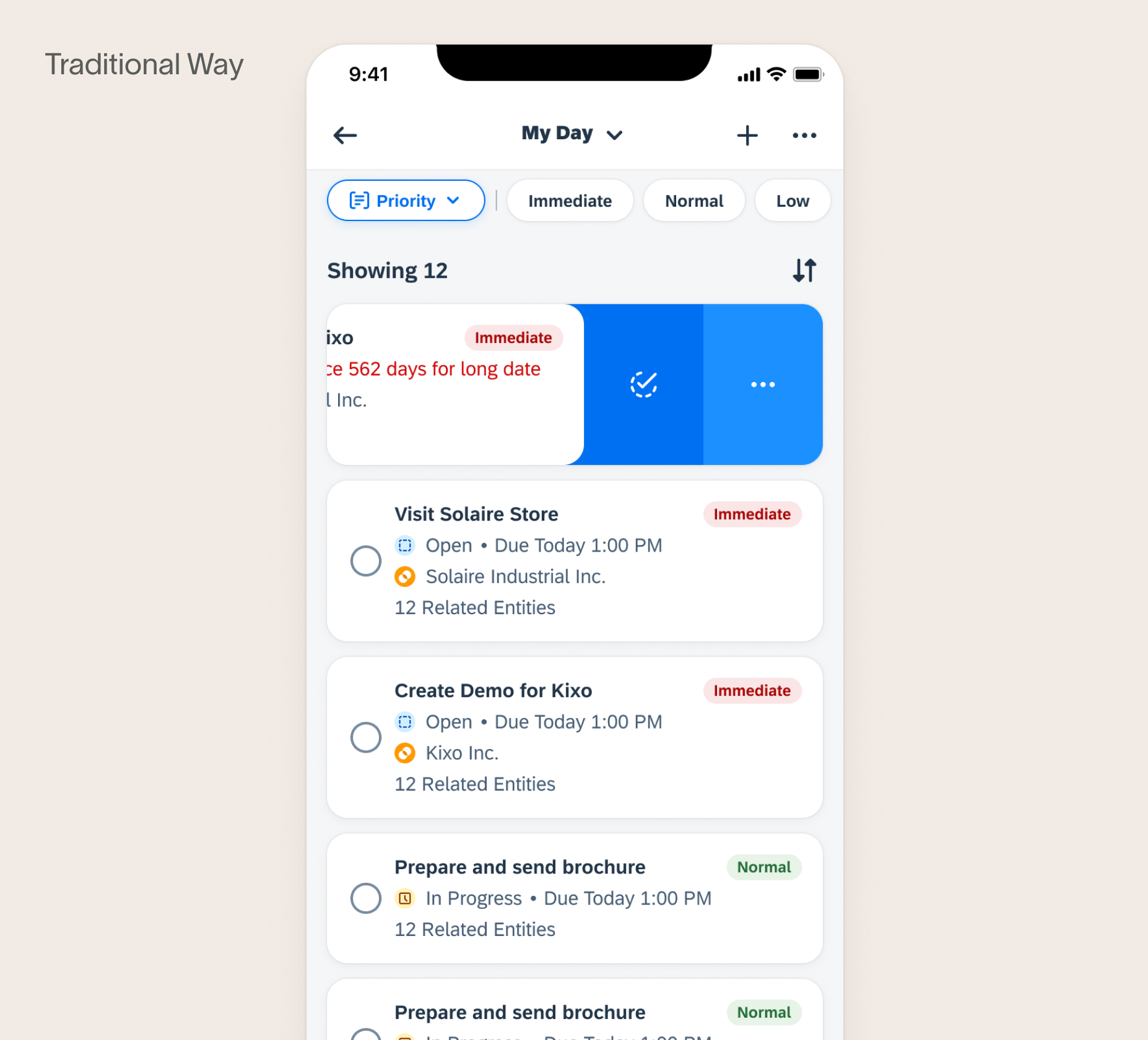 Traditional way – swipe gesture